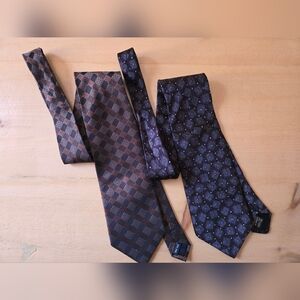 Bill Blass Black Label Silk Tie + Vanderbilt Silk Tie — 2-Piece Bundle